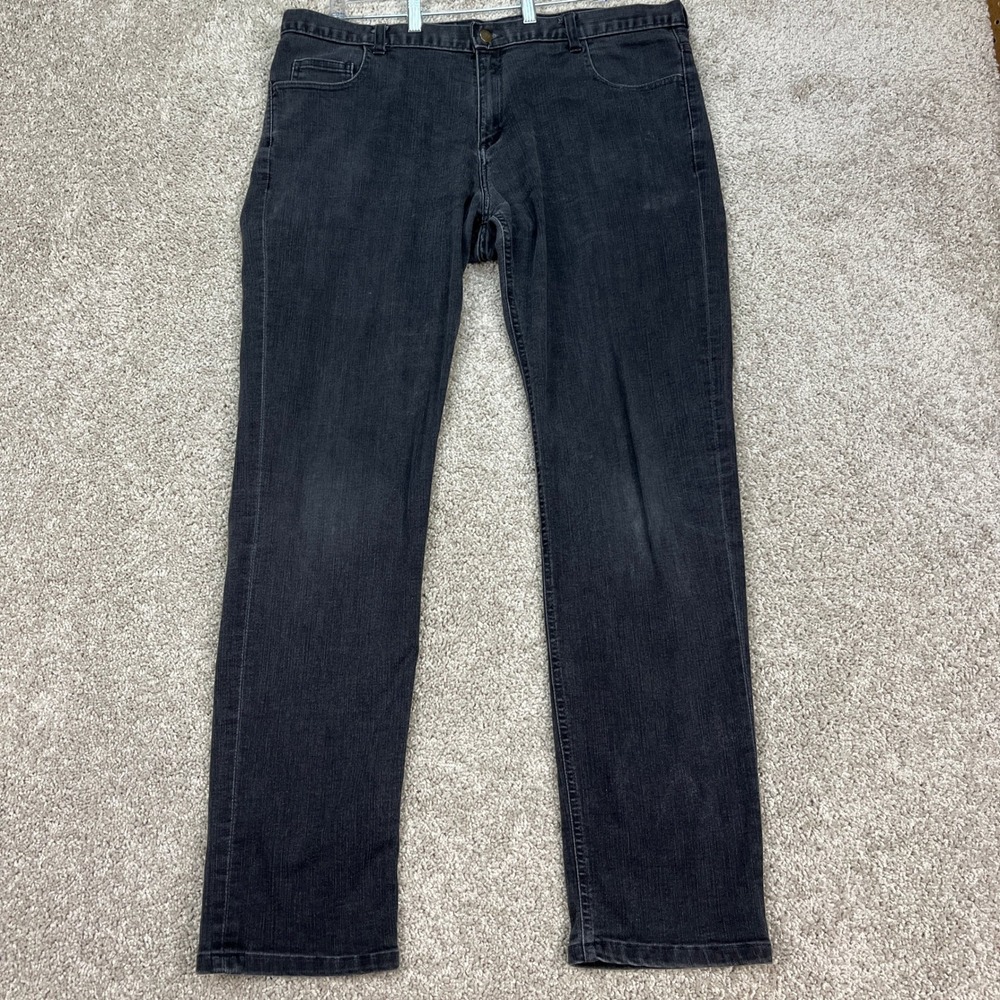 Dearborn‎ Jeans Mens 42x33 Black Faded Straight Leg 5 Pocket Denim Stretch Twill